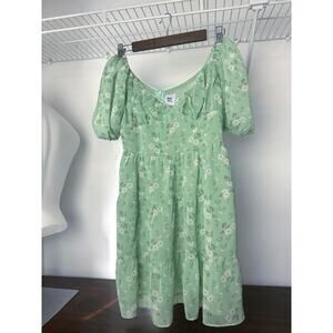 Princess Polly Emery Puff Sleeve Mini Dress Light Green - 10